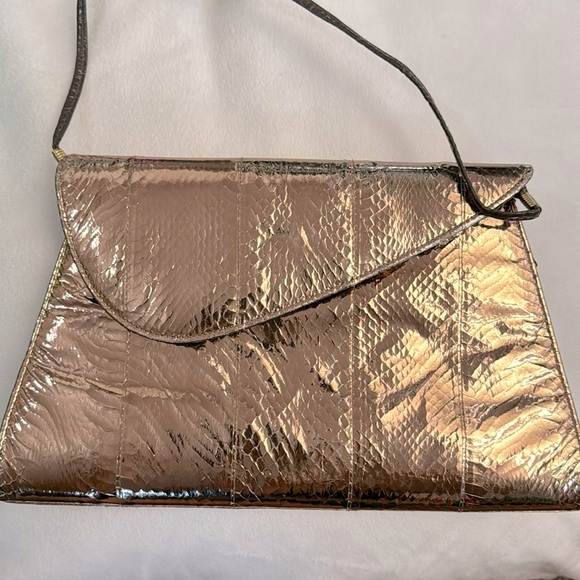 Jasmine Handbags - Jasmine Vintage Genuine Snakeskin Gold Retro Dress Purse 70s  80s Feel